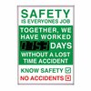 5S Supplies Digital LED Safety Scoreboard Signs with Frame, Safety Is Everyones Job SAFETY-LED- SIEJ